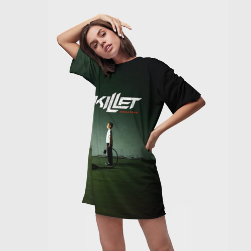 Платье-футболка 3D Comatose - Skillet, цвет 3D печать - фото 3