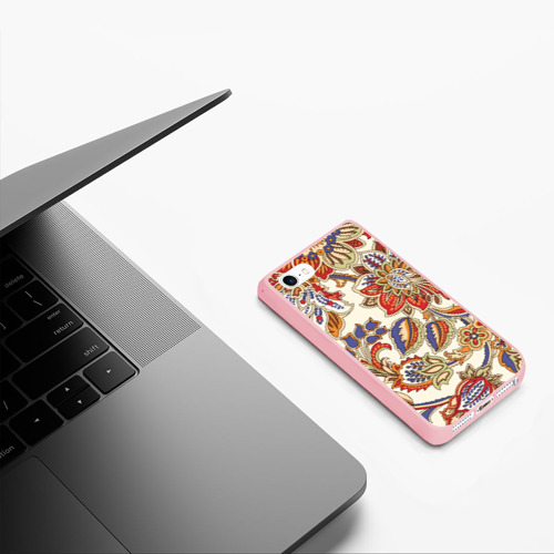 Чехол для iPhone 5/5S матовый Цветочный винтажный орнамент, цвет баблгам - фото 5