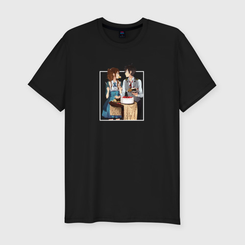 Мужская футболка хлопок Slim Изуми и Кёко | Horimiya, цвет черный