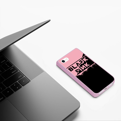 Чехол для iPhone 5/5S матовый Blackpink Big logo, цвет розовый - фото 5