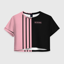 Женская футболка Crop-top 3D Half black pink