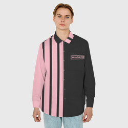 Мужская рубашка oversize 3D Half black pink - фото 2