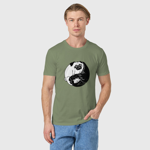 Мужская футболка хлопок Собачий Инь Янь, цвет авокадо - фото 3