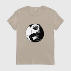 Женская футболка хлопок Собачий Инь Янь