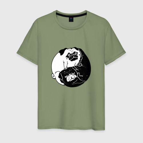 Мужская футболка хлопок Собачий Инь Янь, цвет авокадо