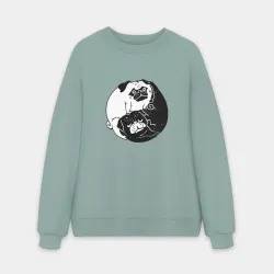 Мужской свитшот oversize без начеса хлопок Собачий Инь Янь