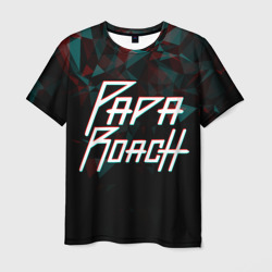 Мужская футболка 3D Papa roach | Glitch | Big Logo
