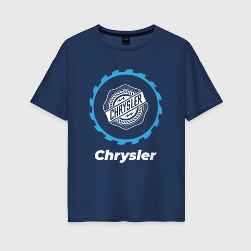 Женская футболка хлопок Oversize Chrysler в стиле Top Gear, цвет темно-синий