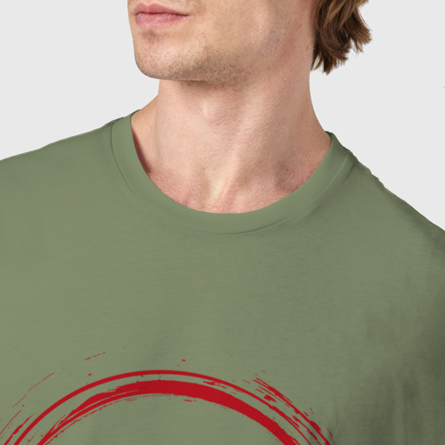 Мужская футболка хлопок с принтом Символ The Last Of Us и красная краска вокруг, фото #4