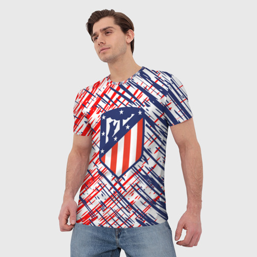 Мужская футболка 3D с принтом Атлетико мадрид / краска, фото на моделе #1
