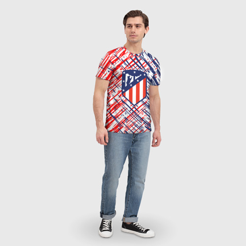 Мужская футболка 3D с принтом Атлетико мадрид / краска, вид сбоку #3