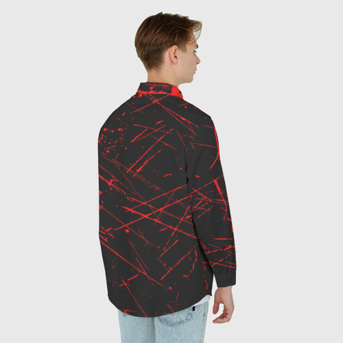 Мужская рубашка oversize 3D с принтом Roblox красный логотип, вид сзади #2