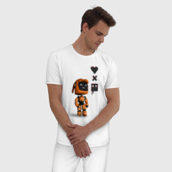 Мужская пижама хлопок Оранжевый робот с логотипом LDR - фото 2