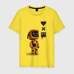 Оранжевый робот с логотипом LDR – Мужская футболка хлопок с принтом купить со скидкой в -20%