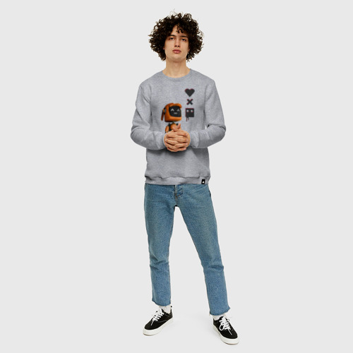 Мужской свитшот хлопок с принтом Оранжевый робот с логотипом LDR, вид сбоку #3