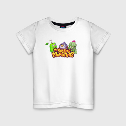 Детская футболка из хлопка с принтом My Singings Monsters Logo, вид спереди №1