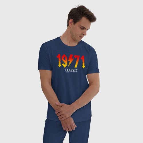 Мужская пижама хлопок 1971 стилизация под AC/DC, цвет темно-синий - фото 3