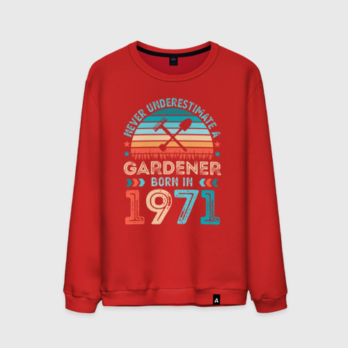 Мужской свитшот хлопок Никогда не недооценивай садовода 1971 года, цвет красный