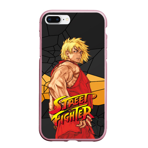 Чехол для iPhone 7Plus/8 Plus матовый Кен Мастерс - Street Fighter, цвет розовый