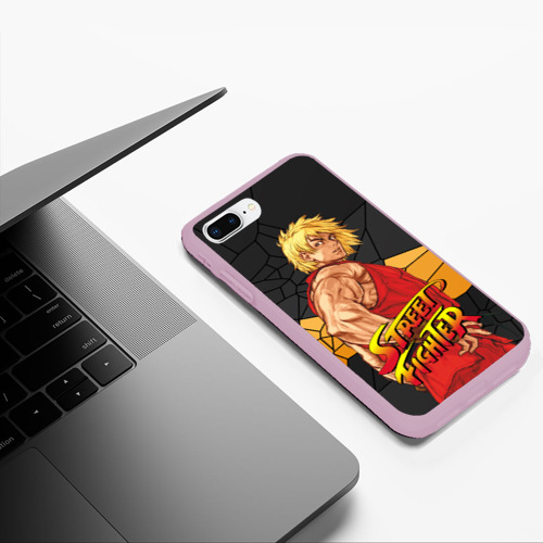 Чехол для iPhone 7Plus/8 Plus матовый Кен Мастерс - Street Fighter, цвет розовый - фото 5