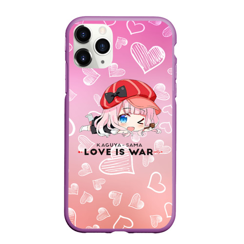 Чехол для iPhone 11 Pro Max матовый Цубамэ Коясу Kaguya-sama:  Love is War, цвет фиолетовый