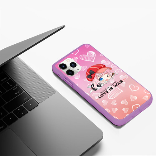 Чехол для iPhone 11 Pro Max матовый Цубамэ Коясу Kaguya-sama:  Love is War, цвет фиолетовый - фото 5