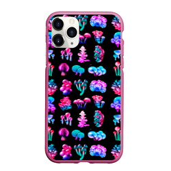 Чехол для iPhone 11 Pro Max матовый Neon mushrooms