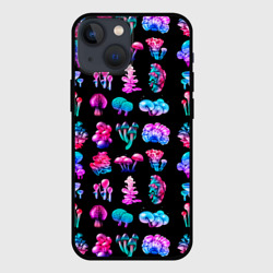 Чехол для iPhone 13 mini Neon mushrooms