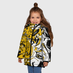 Зимняя куртка для девочек 3D Черно-желтые разводы - фото 2
