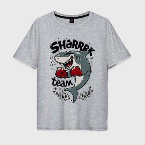 Мужская футболка хлопок Oversize Shark boxing team, цвет меланж