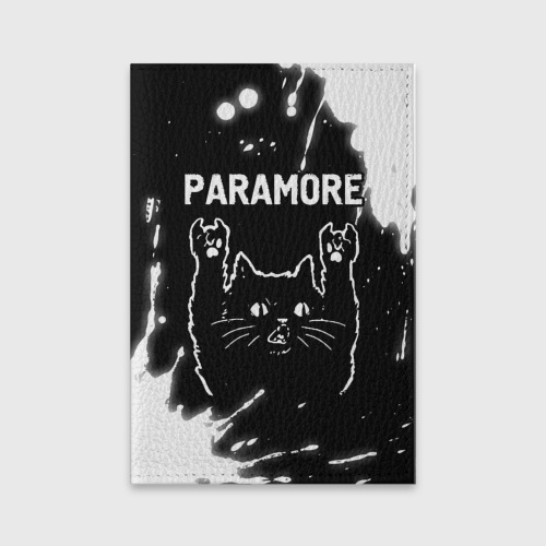 Обложка для паспорта матовая кожа Группа Paramore и Рок Кот, цвет черный