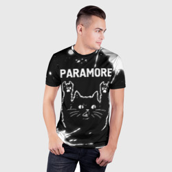 Мужская футболка 3D Slim Группа Paramore и Рок Кот - фото 2