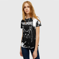 Женская футболка 3D Группа Paramore и Рок Кот - фото 2