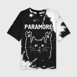 Женская футболка oversize 3D Группа Paramore и Рок Кот