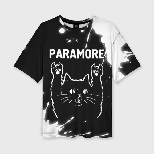 Женская футболка oversize 3D Группа Paramore и Рок Кот, цвет 3D печать