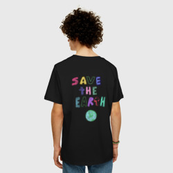 Мужская футболка хлопок Oversize Save the earth эко дизайн  карандашом  - фото 2