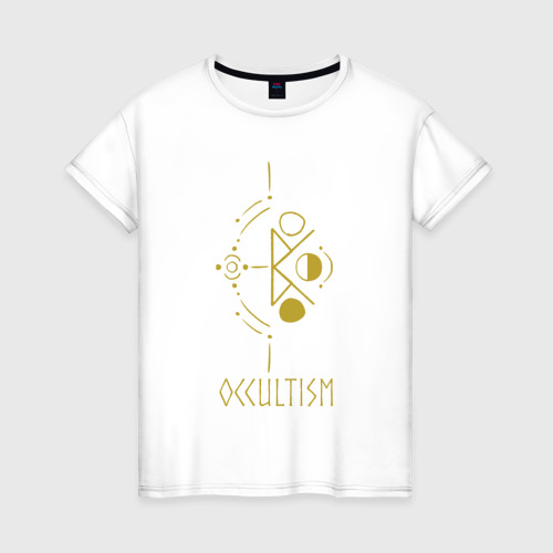 Женская футболка из хлопка с принтом Руническая вязь - Оккультизм, вид спереди №1
