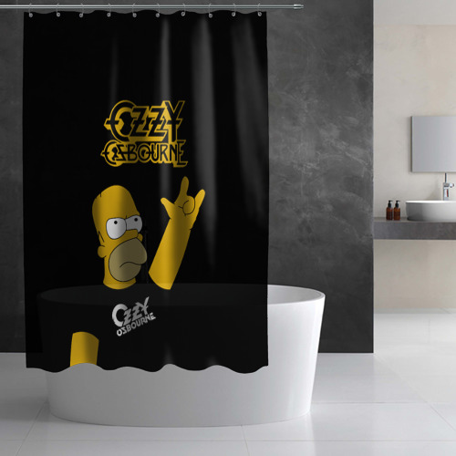 Штора 3D для ванной Ozzy Osbourne Гомер Симпсон рокер - фото 3