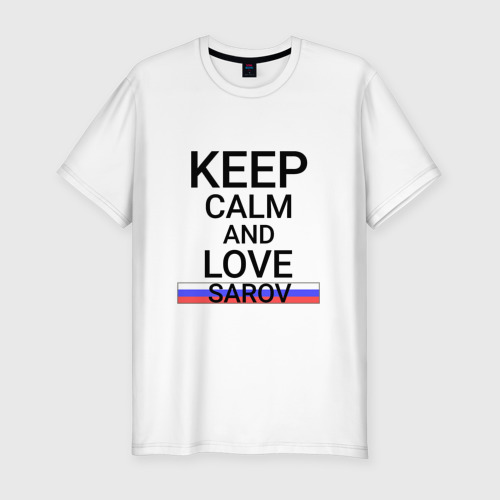 Мужская футболка хлопок Slim Keep calm Sarov (Саров), цвет белый