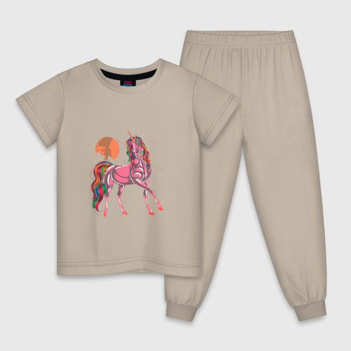 Детская пижама хлопок с принтом UNICORN HORSE, вид спереди #2