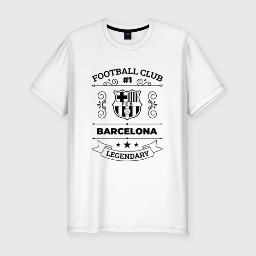 Мужская футболка хлопок Slim с принтом Barcelona: Football Club Number 1 Legendary, вид спереди #2