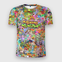 Мужская футболка 3D Slim My singing monsters персонажи