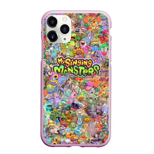 Чехол для iPhone 11 Pro Max матовый My singing monsters персонажи, цвет розовый