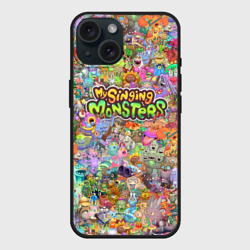 Чехол силиконовый для Apple iPhone 15 матовый My singing monsters персонажи