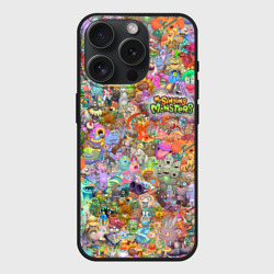 Чехол силиконовый для Apple iPhone 15 Pro матовый My singing monsters Все персонажи