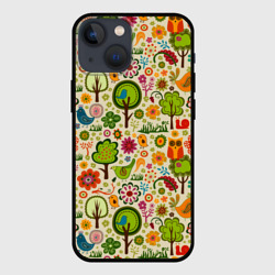 Чехол для iPhone 13 mini Colored forest animals