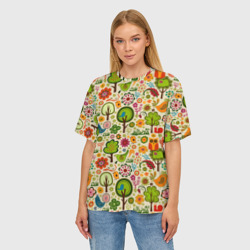 Женская футболка oversize 3D Colored forest animals - фото 2