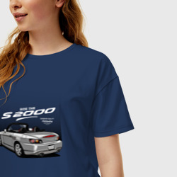 Женская футболка хлопок Oversize Honda S2000 Хонда 2000 - фото 2