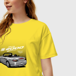 Женская футболка хлопок Oversize Honda S2000 Хонда 2000 - фото 2