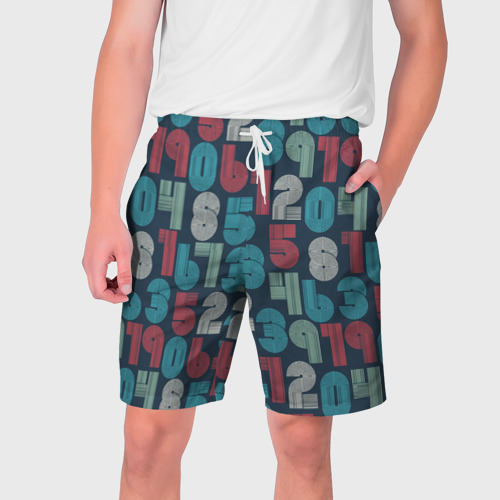 Мужские шорты 3D Цифры в стиле Ретро, цвет 3D печать